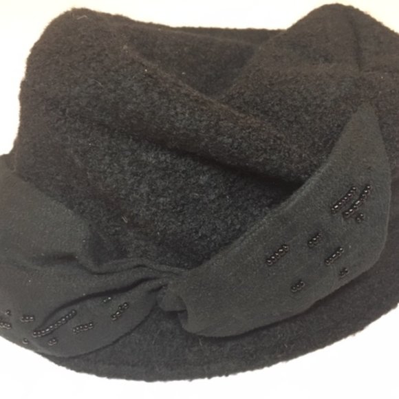 Vintage Saks Fifth Ave Black Wool Hat main image 4